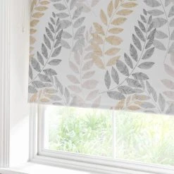 Dunelm Leah Leaf Ochre Blackout Roller Blind 11 Dunelm Leah Leaf Ochre Blackout Roller Blind -Dunelm Shop 1000147384 alt02