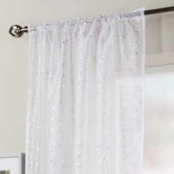 Dunelm White Sparkle Single Slot Top Voile Panel