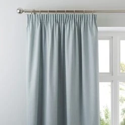 Dunelm Solar Duck-Egg Blackout Pencil Pleat Curtains