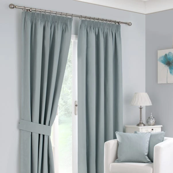 Dunelm Solar Duck-Egg Blackout Pencil Pleat Curtains 4 Dunelm Solar Duck-Egg Blackout Pencil Pleat Curtains - Image 2