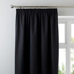 Dunelm Solar Black Blackout Pencil Pleat Curtains