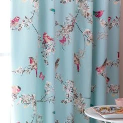 Dunelm Beautiful Birds Duck-Egg Thermal Pencil Pleat Curtains 8 Dunelm Beautiful Birds Duck-Egg Thermal Pencil Pleat Curtains -Dunelm Shop 30131920 alt02