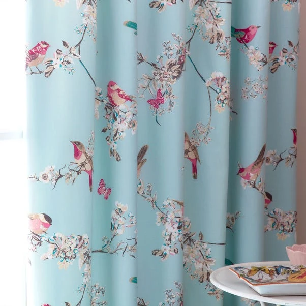 Dunelm Beautiful Birds Duck-Egg Thermal Pencil Pleat Curtains 5 Dunelm Beautiful Birds Duck-Egg Thermal Pencil Pleat Curtains - Image 3