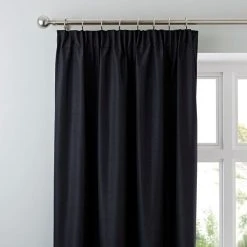 Dunelm Nova Black Blackout Pencil Pleat Curtains