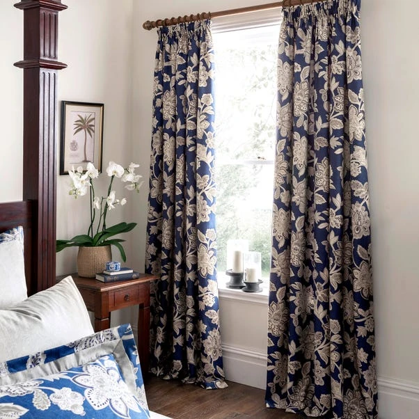Dorma Samira Blue Pencil Pleat Curtains 4 Dorma Samira Blue Pencil Pleat Curtains - Image 2