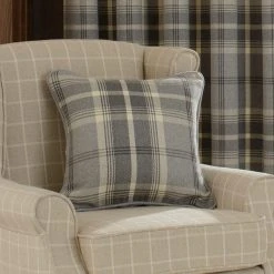Highland Check Dove Grey Pencil Pleat Curtains 10 Highland Check Dove Grey Pencil Pleat Curtains -Dunelm Shop 30182781 alt07