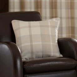Highland Check Natural Pencil Pleat Curtains 10 Highland Check Natural Pencil Pleat Curtains -Dunelm Shop 30182836 alt07