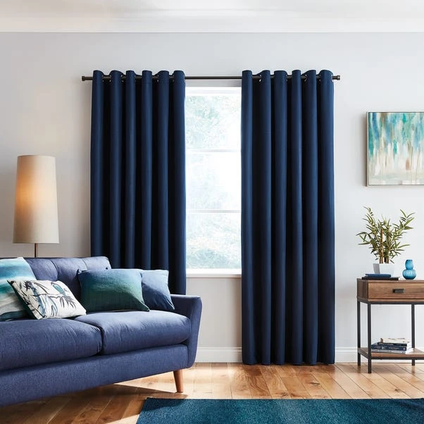 Dunelm Solar Navy Blackout Eyelet Curtains 4 Dunelm Solar Navy Blackout Eyelet Curtains - Image 2