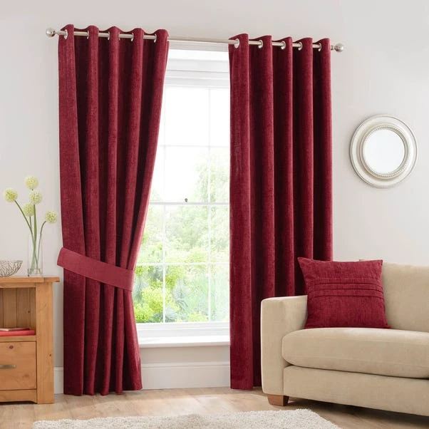 Luxury Collection Chenille Wine Eyelet Curtains 4 Luxury Collection Chenille Wine Eyelet Curtains - Image 2