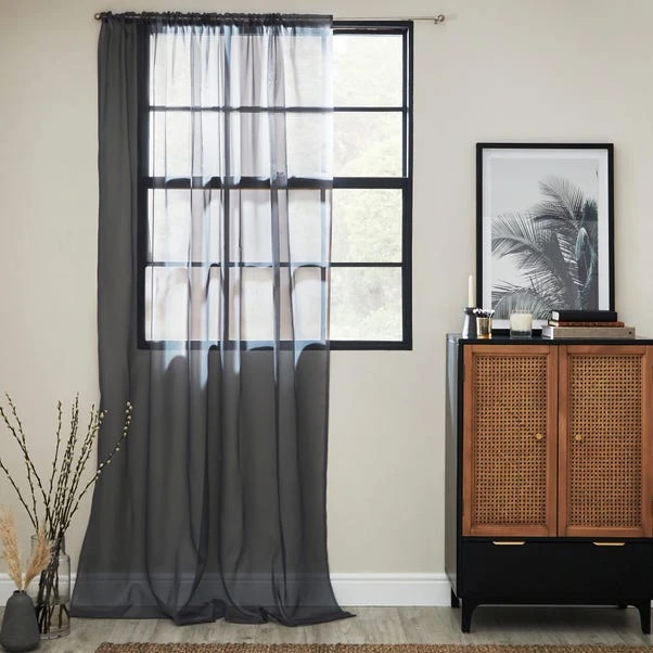 Dunelm Dynamic Grey Single Slot Top Voile Panel 4 Dunelm Dynamic Grey Single Slot Top Voile Panel - Image 2