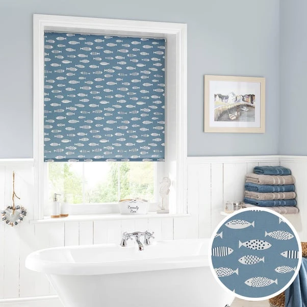 Dunelm Blue Fish Daylight Moisture Resistant Roller Blind 3 Dunelm Blue Fish Daylight Moisture Resistant Roller Blind