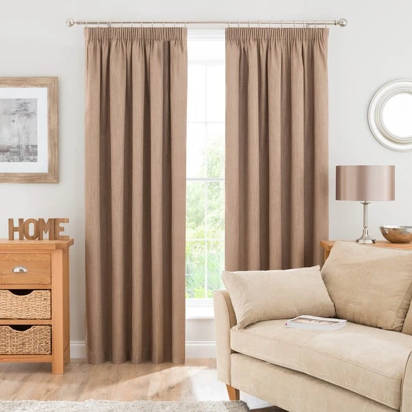Dunelm Solar Latte Blackout Pencil Pleat Curtains 4 Dunelm Solar Latte Blackout Pencil Pleat Curtains - Image 2