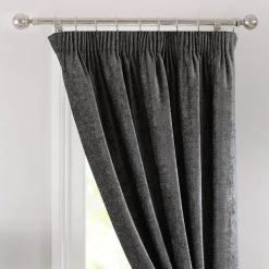 Dunelm Chenille Grey Thermal Pencil Pleat Door Curtain