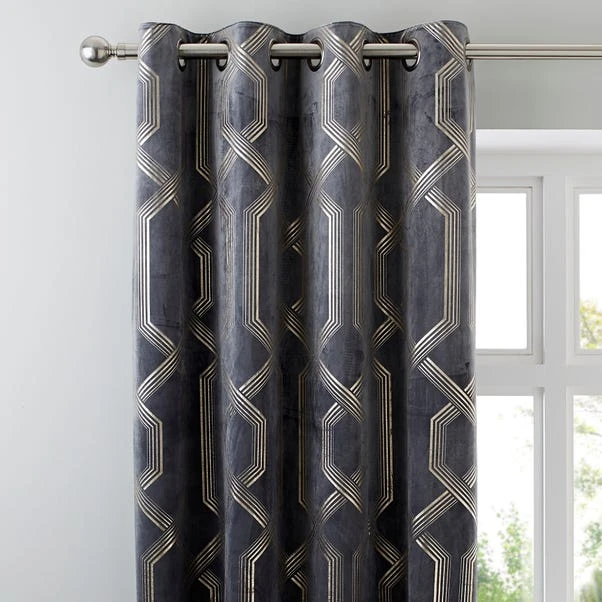 5A Fifth Avenue Bergen Charcoal Velour Eyelet Curtains 3 5A Fifth Avenue Bergen Charcoal Velour Eyelet Curtains