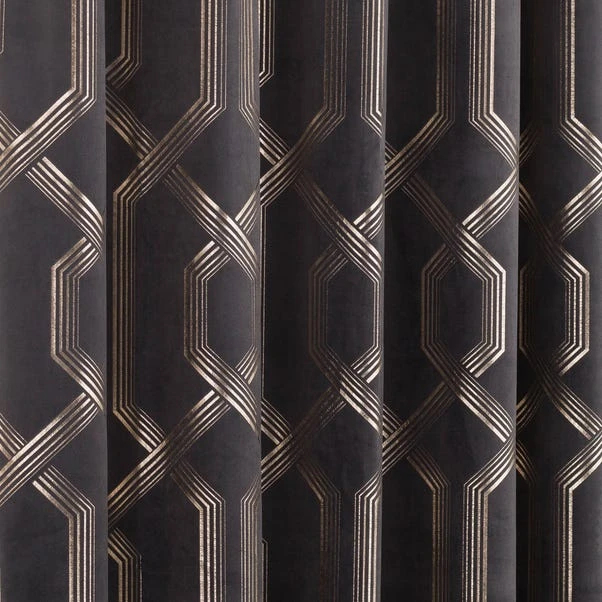 5A Fifth Avenue Bergen Charcoal Velour Eyelet Curtains 5 5A Fifth Avenue Bergen Charcoal Velour Eyelet Curtains - Image 3