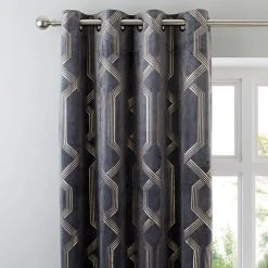 5A Fifth Avenue Bergen Charcoal Velour Eyelet Curtains 11 5A Fifth Avenue Bergen Charcoal Velour Eyelet Curtains -Dunelm Shop 30273752 alt05