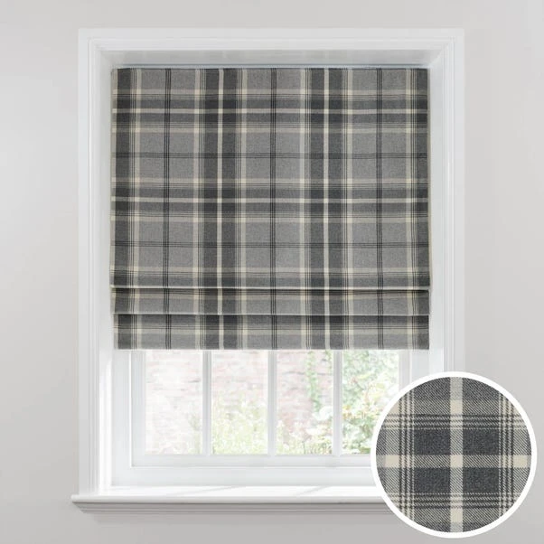 Dunelm Highland Check Dove Grey Blackout Roman Blind 3 Dunelm Highland Check Dove Grey Blackout Roman Blind