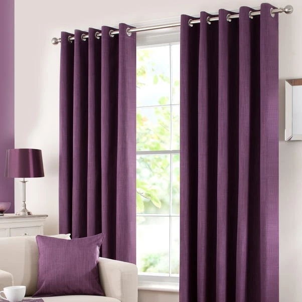 Dunelm Solar Aubergine Blackout Eyelet Curtains 4 Dunelm Solar Aubergine Blackout Eyelet Curtains - Image 2