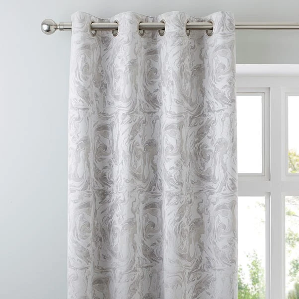 Luxury Collection Diablo Marble Silver Eyelet Curtains 3 Luxury Collection Diablo Marble Silver Eyelet Curtains
