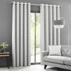 Dunelm Luna Brushed Check Dove Grey Blackout Eyelet Curtains 8 Dunelm Luna Brushed Check Dove Grey Blackout Eyelet Curtains -Dunelm Shop 30430710 alt01