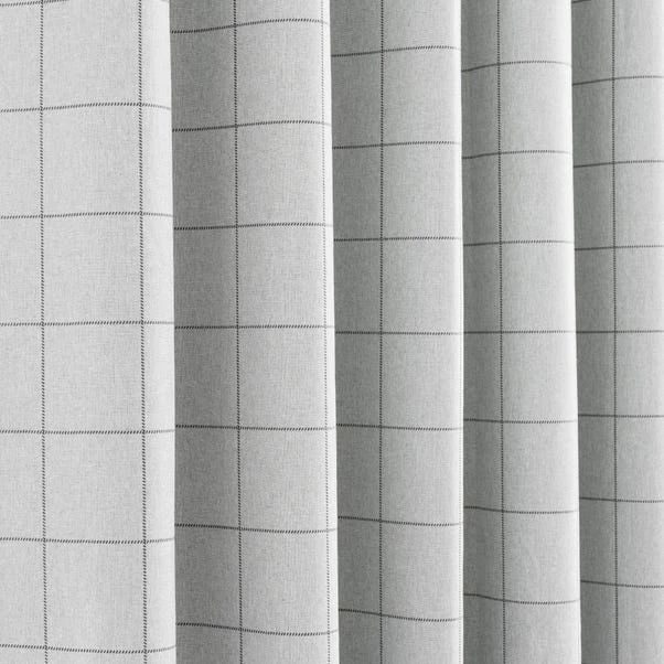 Dunelm Luna Brushed Check Dove Grey Blackout Eyelet Curtains 5 Dunelm Luna Brushed Check Dove Grey Blackout Eyelet Curtains - Image 3