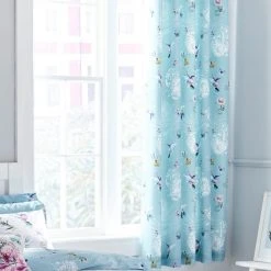 Dunelm Heavenly Hummingbird Duck Egg Blackout Eyelet Curtains -Dunelm Shop 30437772 alt01