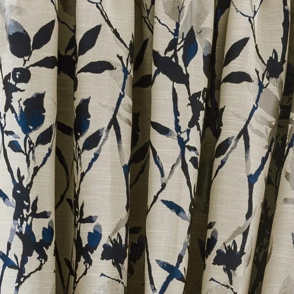 Dunelm Zen Jacquard Blue Pencil Pleat Curtains 5 Dunelm Zen Jacquard Blue Pencil Pleat Curtains - Image 3