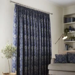Luxury Collection Lucetta Navy Pencil Pleat Curtains -Dunelm Shop 30567844 alt04