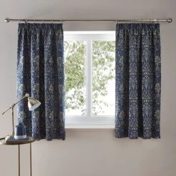 Luxury Collection Lucetta Navy Pencil Pleat Curtains -Dunelm Shop 30567844 alt05