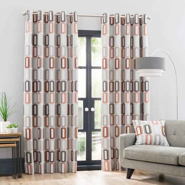 Elements Dahl Rust Eyelet Curtains 4 Elements Dahl Rust Eyelet Curtains - Image 2