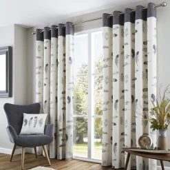 Fusion Idaho Charcoal Feather Eyelet Curtains 7 Fusion Idaho Charcoal Feather Eyelet Curtains -Dunelm Shop 30583761 alt01