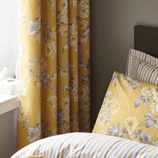 Dunelm Ashbourne Ochre Blackout Eyelet Curtains 4 Dunelm Ashbourne Ochre Blackout Eyelet Curtains - Image 2