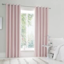 Dunelm Matt Satin Blush Blackout Eyelet Curtains -Dunelm Shop 30616372 alt01