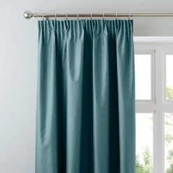 Dunelm Nova Teal Blackout Pencil Pleat Curtains