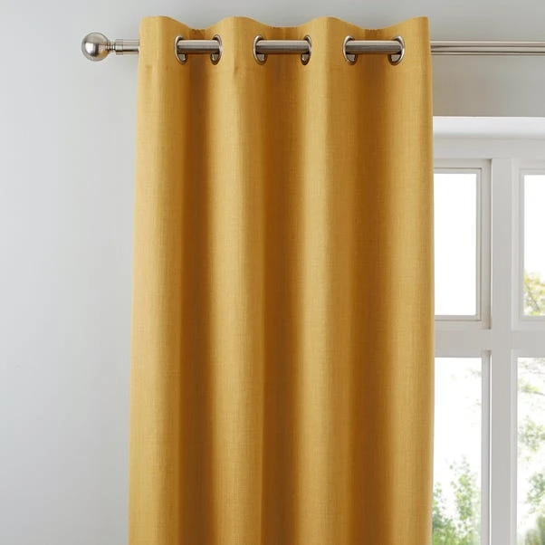 Dunelm Solar Mustard Blackout Eyelet Curtains 3 Dunelm Solar Mustard Blackout Eyelet Curtains