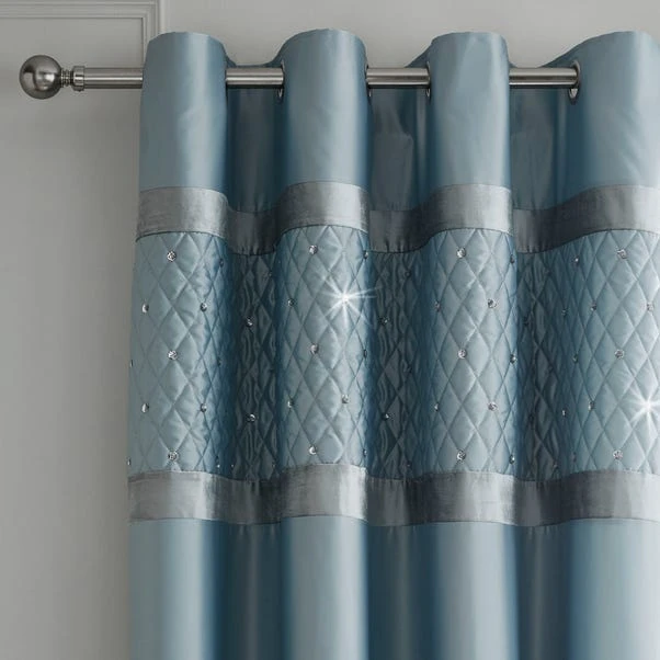 Catherine Lansfield Duck Egg Sequin Cluster Eyelet Curtains 3 Catherine Lansfield Duck Egg Sequin Cluster Eyelet Curtains