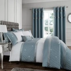 Catherine Lansfield Duck Egg Sequin Cluster Eyelet Curtains 8 Catherine Lansfield Duck Egg Sequin Cluster Eyelet Curtains -Dunelm Shop 30621022 alt03