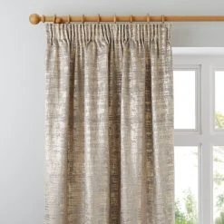 Dunelm Romano Gold Velour Pencil Pleat Curtains