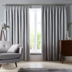 Luxury Collection Parker Grey Chenille Pencil Pleat Curtains