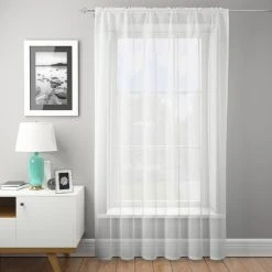 Dunelm Dotty White Slot Top Single Voile Panel