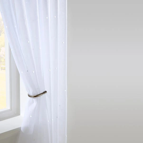 Dunelm Dotty White Slot Top Single Voile Panel 4 Dunelm Dotty White Slot Top Single Voile Panel - Image 2