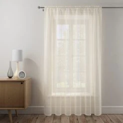 Dunelm Boucle Cream Slot Top Voile Panel -Dunelm Shop 30629969 alt04