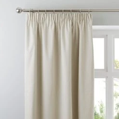 Dunelm Luna Brushed Natural Blackout Pencil Pleat Curtains