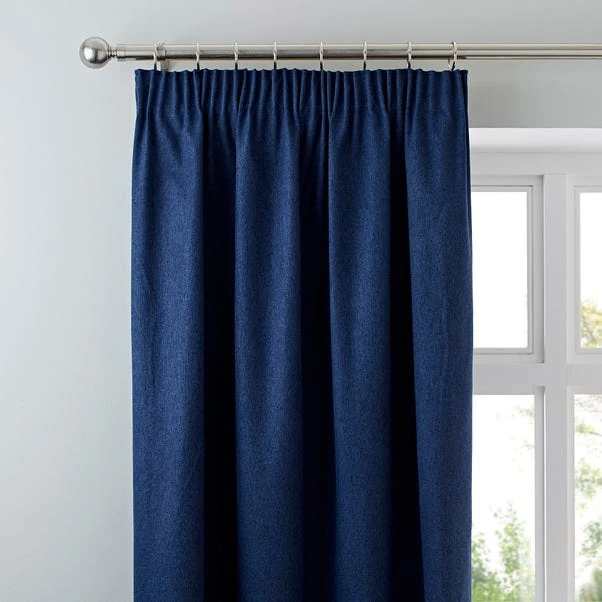 Dunelm Luna Brushed Navy Blackout Pencil Pleat Curtains 3 Dunelm Luna Brushed Navy Blackout Pencil Pleat Curtains