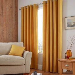 Dunelm Jennings Ochre Thermal Eyelet Curtains -Dunelm Shop 30632548 alt01