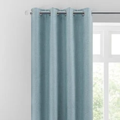 Dunelm Luna Brushed Soft Blue Blackout Eyelet Curtains