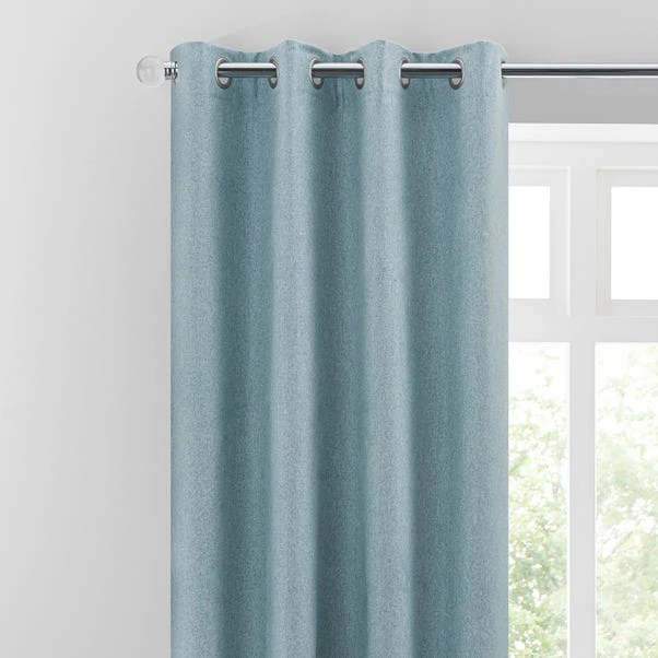 Dunelm Luna Brushed Soft Blue Blackout Eyelet Curtains 3 Dunelm Luna Brushed Soft Blue Blackout Eyelet Curtains