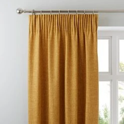 Dunelm Vermont Mustard Pencil Pleat Curtains