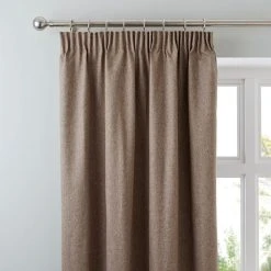 Dunelm Luna Brushed Mocha Blackout Coated Pencil Pleat Curtains