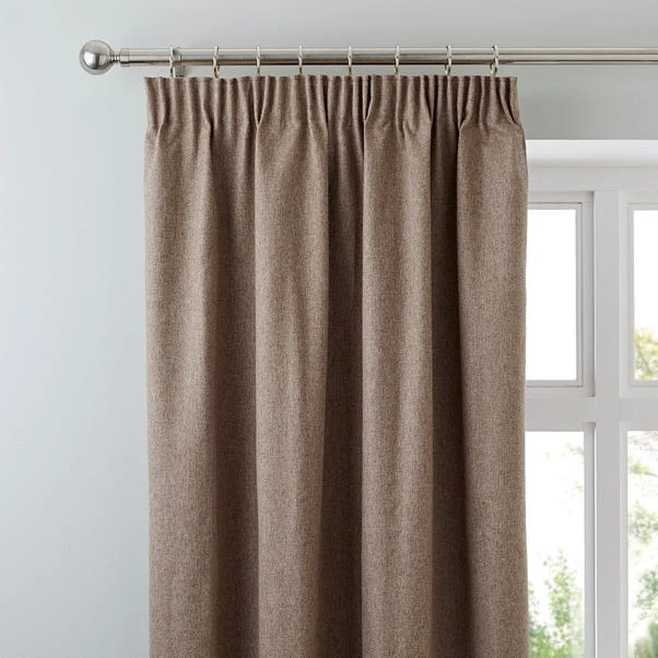 Dunelm Luna Brushed Mocha Blackout Coated Pencil Pleat Curtains 3 Dunelm Luna Brushed Mocha Blackout Coated Pencil Pleat Curtains